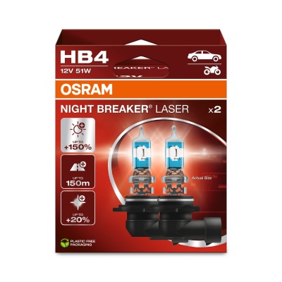 Żarówki Osram NIGHT BREAKER LASER +150 HB4 51 W 2 szt. 9006NL-2HB