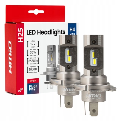 Żarówki samochodowe LED seria H25 CANBUS H4 H19 12V 36W AMIO-04711